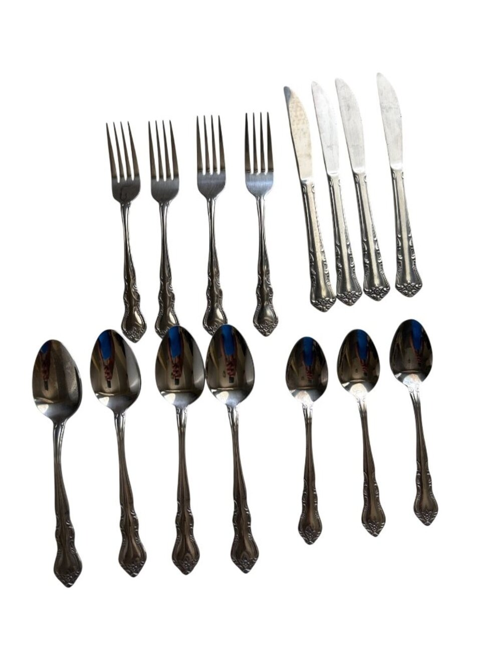Vintage Walco 15-Piece Stainless Flatware Set - Korea - Ornate Floral Design